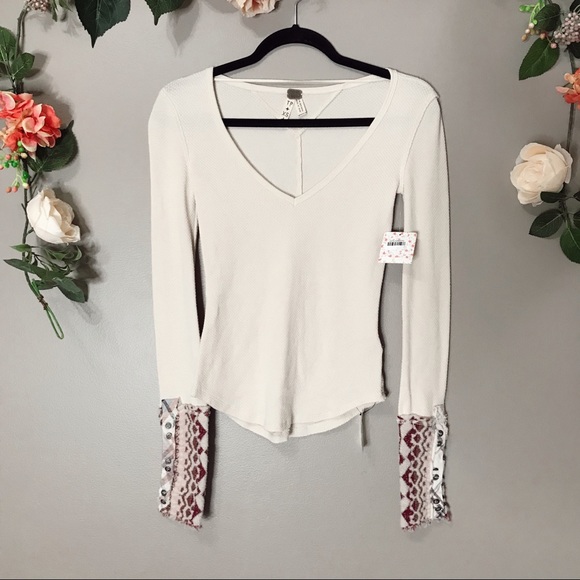 Free People Tops - NWT Free People | Art school embroidered thermal